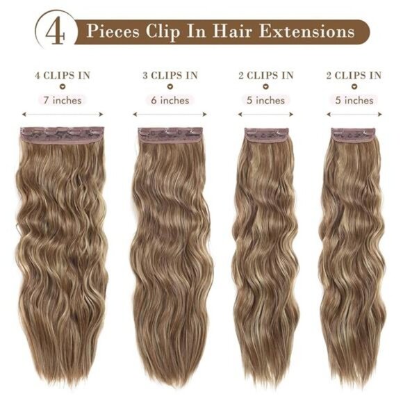 REECHO Hair Extensions, 4PCS Clip in Hair Extensions HE001 Natural Soft - Picture 2 of 7